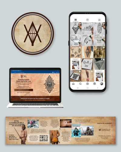 Logo, Redes Sociais e Site.